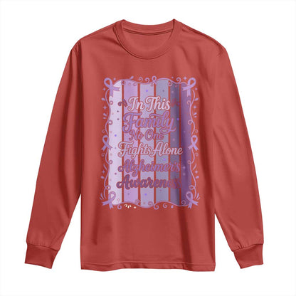 Purple Ribbon Alzheimers Caregiver Squad Gift Long Sleeve Shirt In This Family We Support Together
