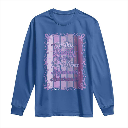 Purple Ribbon Alzheimers Caregiver Squad Gift Long Sleeve Shirt In This Family We Support Together