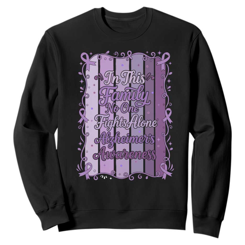 Purple Ribbon Alzheimers Caregiver Squad Gift Sweatshirt In This Family We Support Together