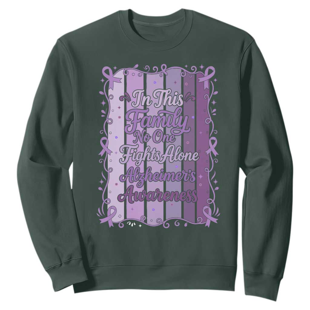 Purple Ribbon Alzheimers Caregiver Squad Gift Sweatshirt In This Family We Support Together