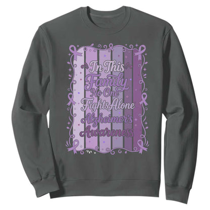Purple Ribbon Alzheimers Caregiver Squad Gift Sweatshirt In This Family We Support Together