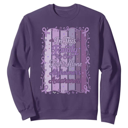 Purple Ribbon Alzheimers Caregiver Squad Gift Sweatshirt In This Family We Support Together
