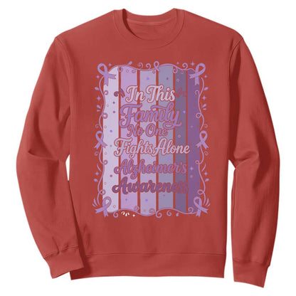 Purple Ribbon Alzheimers Caregiver Squad Gift Sweatshirt In This Family We Support Together