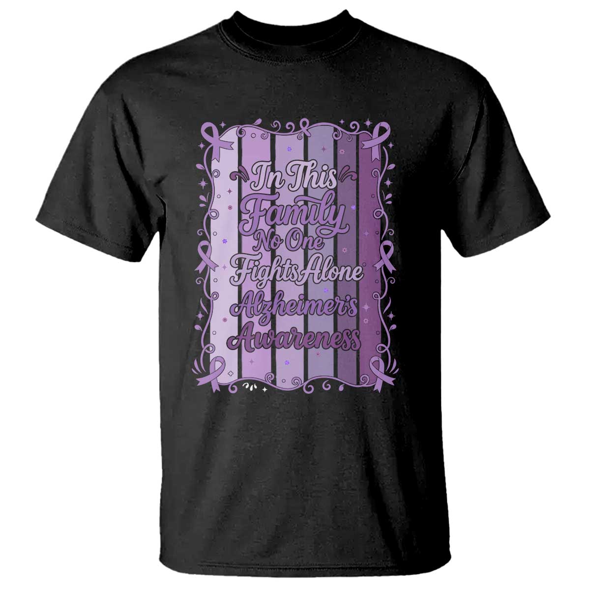 Purple Ribbon Alzheimers Caregiver Squad Gift T Shirt In This Family We Support Together