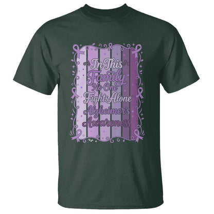 Purple Ribbon Alzheimers Caregiver Squad Gift T Shirt In This Family We Support Together