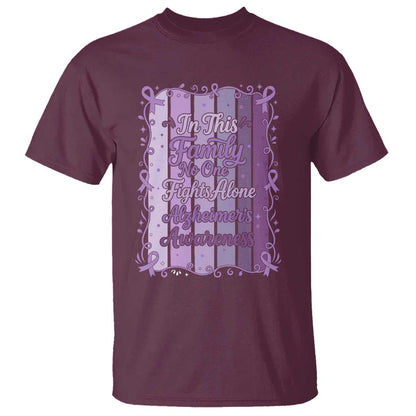 Purple Ribbon Alzheimers Caregiver Squad Gift T Shirt In This Family We Support Together