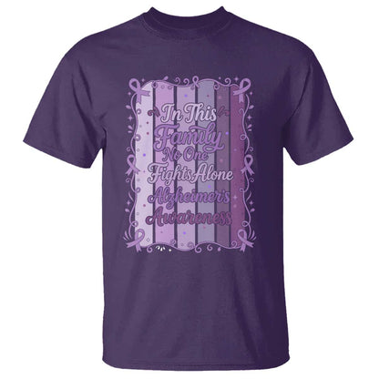Purple Ribbon Alzheimers Caregiver Squad Gift T Shirt In This Family We Support Together