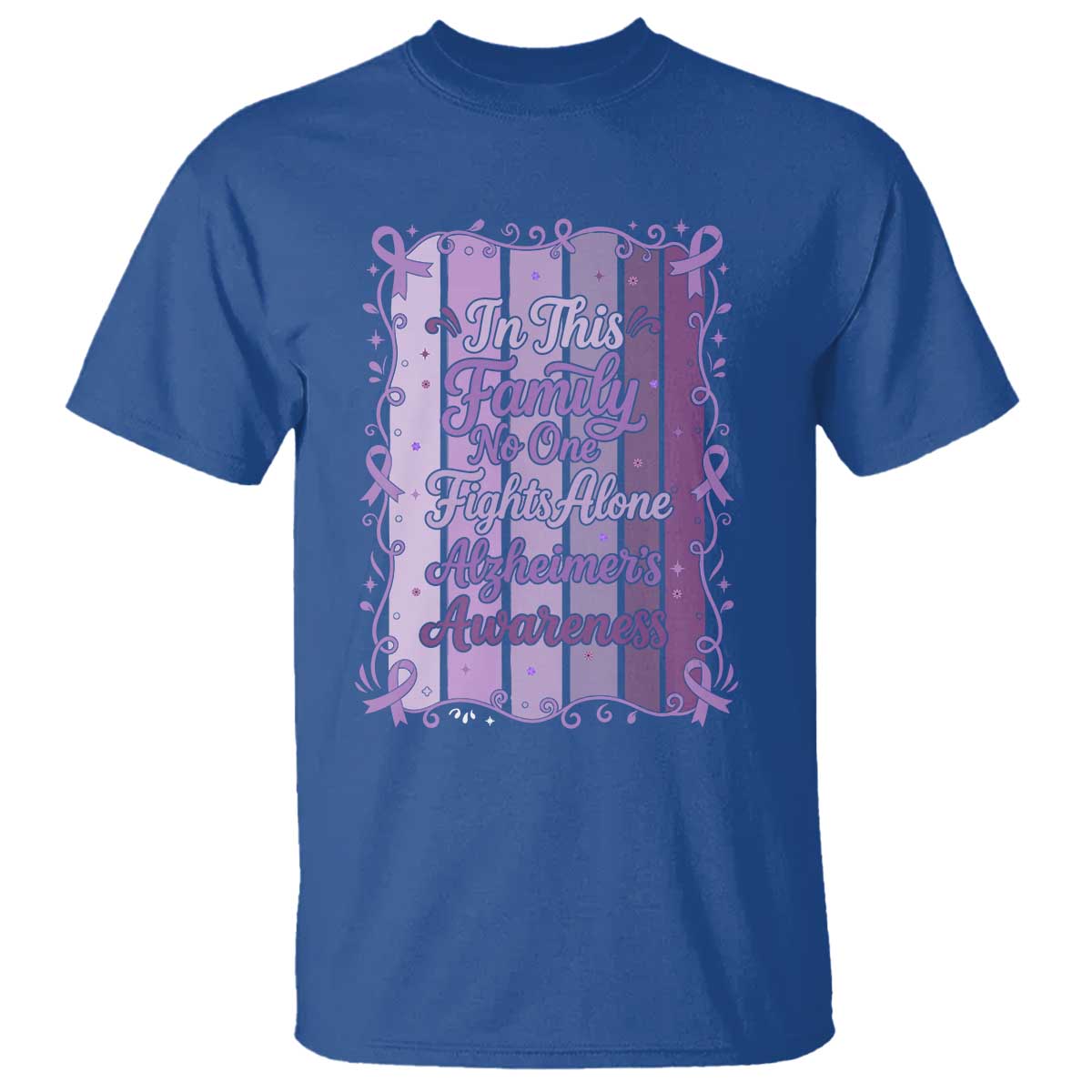 Purple Ribbon Alzheimers Caregiver Squad Gift T Shirt In This Family We Support Together
