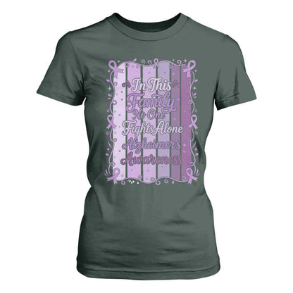 Purple Ribbon Alzheimers Caregiver Squad Gift T Shirt For Women In This Family We Support Together