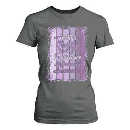 Purple Ribbon Alzheimers Caregiver Squad Gift T Shirt For Women In This Family We Support Together