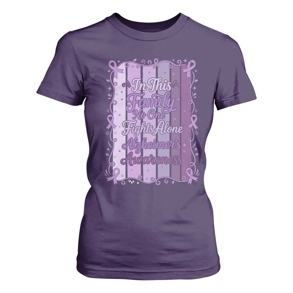 Purple Ribbon Alzheimers Caregiver Squad Gift T Shirt For Women In This Family We Support Together