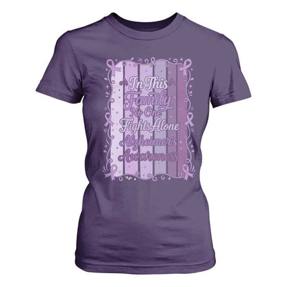 Purple Ribbon Alzheimers Caregiver Squad Gift T Shirt For Women In This Family We Support Together