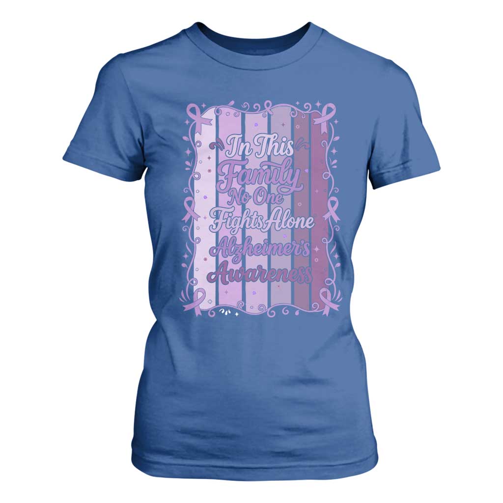 Purple Ribbon Alzheimers Caregiver Squad Gift T Shirt For Women In This Family We Support Together