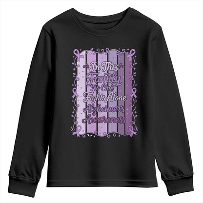 Purple Ribbon Alzheimers Caregiver Squad Gift Youth Sweatshirt In This Family We Support Together