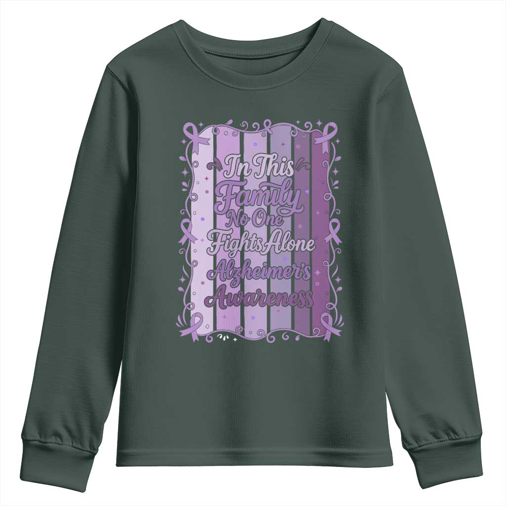 Purple Ribbon Alzheimers Caregiver Squad Gift Youth Sweatshirt In This Family We Support Together