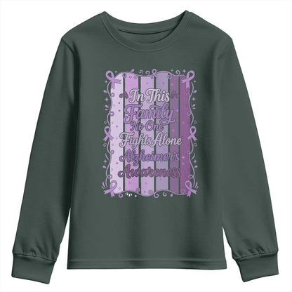 Purple Ribbon Alzheimers Caregiver Squad Gift Youth Sweatshirt In This Family We Support Together