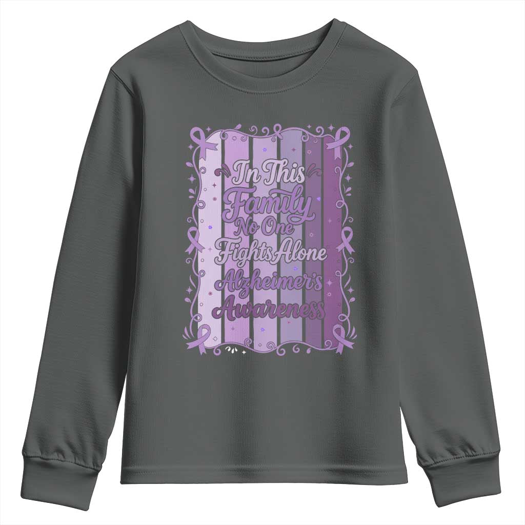 Purple Ribbon Alzheimers Caregiver Squad Gift Youth Sweatshirt In This Family We Support Together