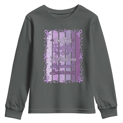 Purple Ribbon Alzheimers Caregiver Squad Gift Youth Sweatshirt In This Family We Support Together