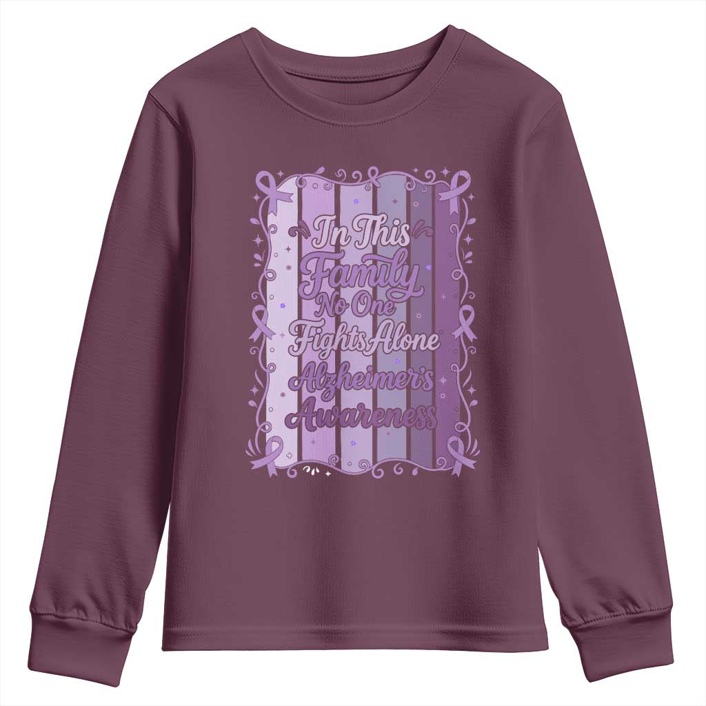 Purple Ribbon Alzheimers Caregiver Squad Gift Youth Sweatshirt In This Family We Support Together