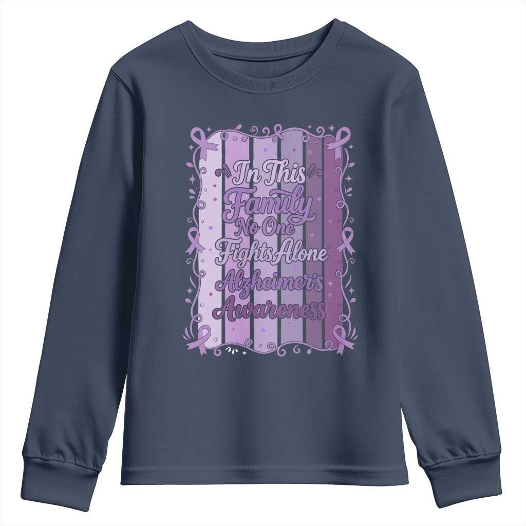 Purple Ribbon Alzheimers Caregiver Squad Gift Youth Sweatshirt In This Family We Support Together