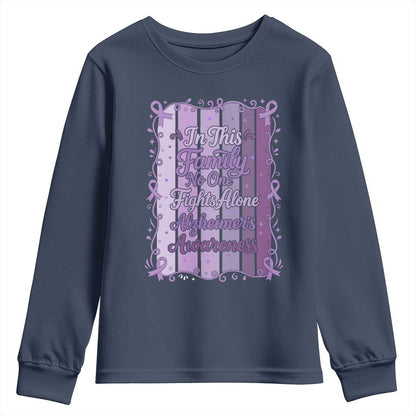 Purple Ribbon Alzheimers Caregiver Squad Gift Youth Sweatshirt In This Family We Support Together