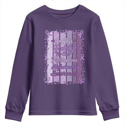 Purple Ribbon Alzheimers Caregiver Squad Gift Youth Sweatshirt In This Family We Support Together