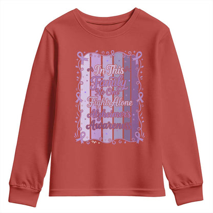 Purple Ribbon Alzheimers Caregiver Squad Gift Youth Sweatshirt In This Family We Support Together