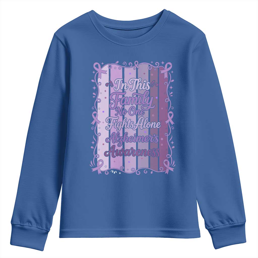 Purple Ribbon Alzheimers Caregiver Squad Gift Youth Sweatshirt In This Family We Support Together