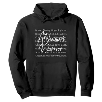 Alzheimers Warrior Purple Ribbon Support Word Cloud Typography Hoodie