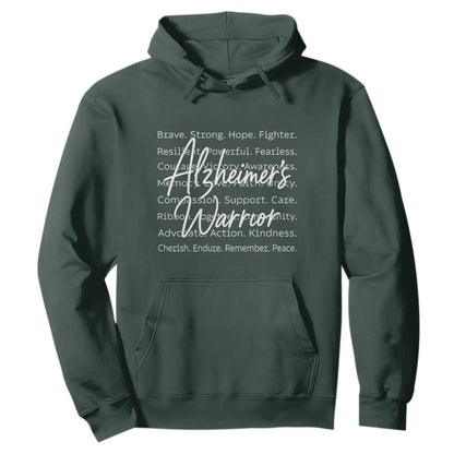 Alzheimers Warrior Purple Ribbon Support Word Cloud Typography Hoodie