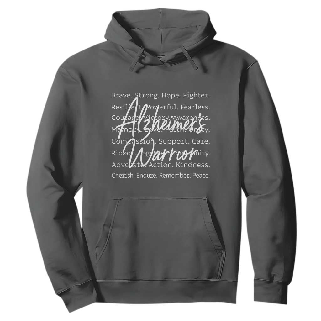 Alzheimers Warrior Purple Ribbon Support Word Cloud Typography Hoodie
