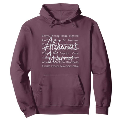 Alzheimers Warrior Purple Ribbon Support Word Cloud Typography Hoodie