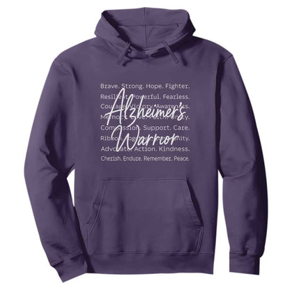 Alzheimers Warrior Purple Ribbon Support Word Cloud Typography Hoodie