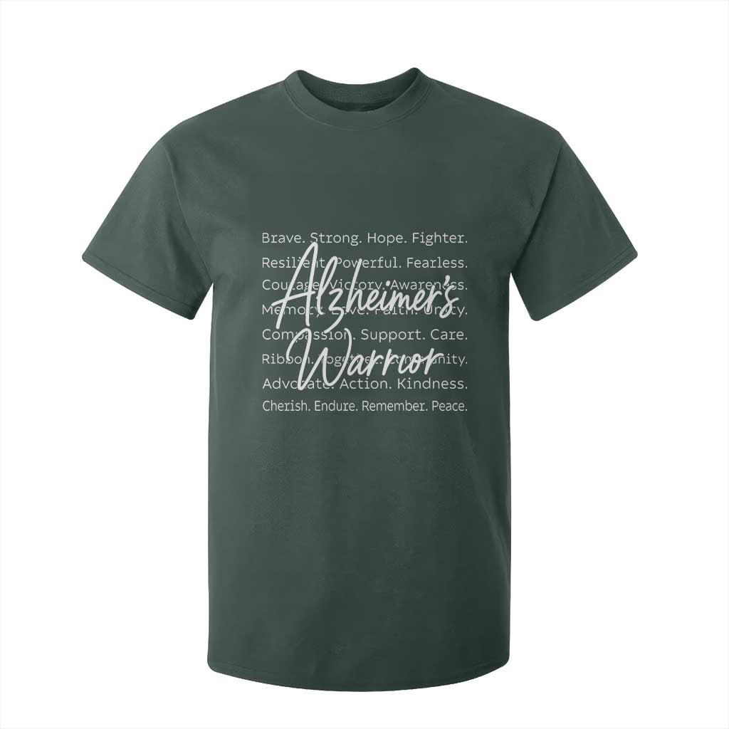 Alzheimers Warrior Purple Ribbon Support Word Cloud Typography T Shirt For Kid