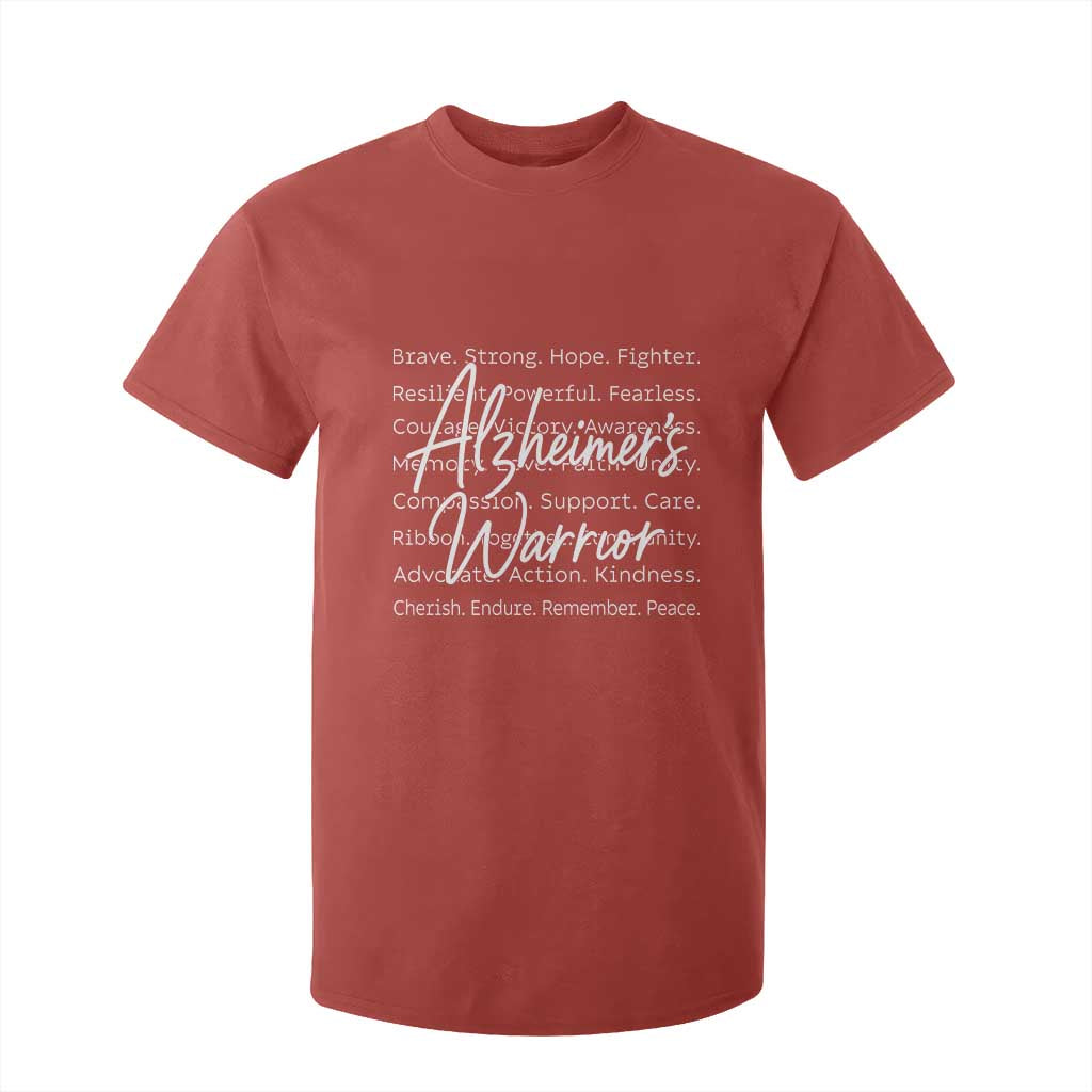 Alzheimers Warrior Purple Ribbon Support Word Cloud Typography T Shirt For Kid