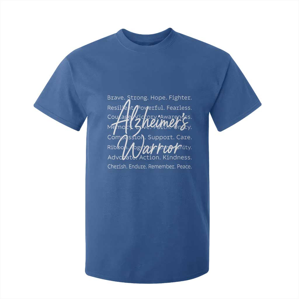 Alzheimers Warrior Purple Ribbon Support Word Cloud Typography T Shirt For Kid