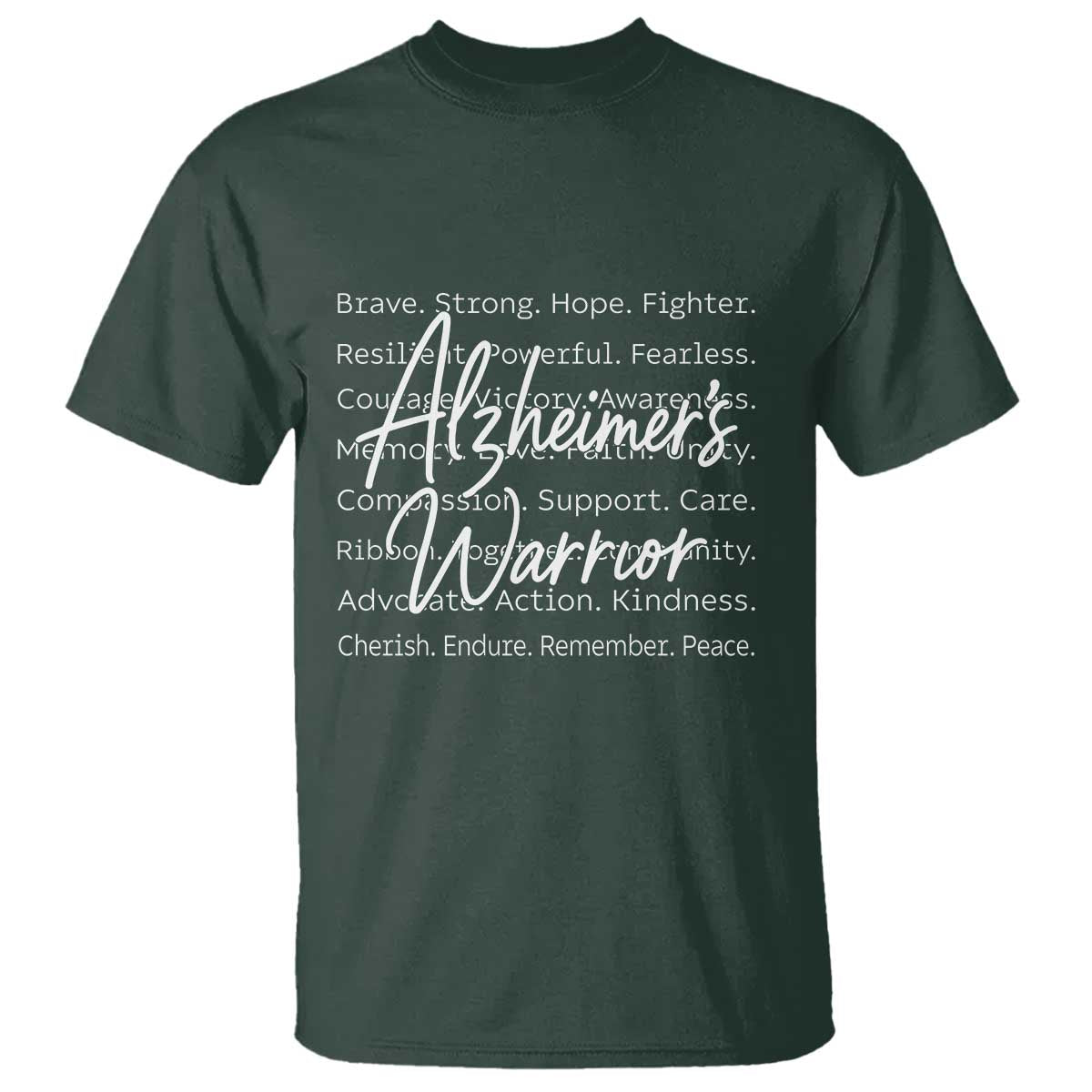 Alzheimers Warrior Purple Ribbon Support Word Cloud Typography T Shirt