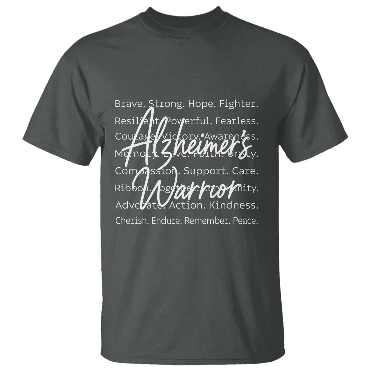 Alzheimers Warrior Purple Ribbon Support Word Cloud Typography T Shirt