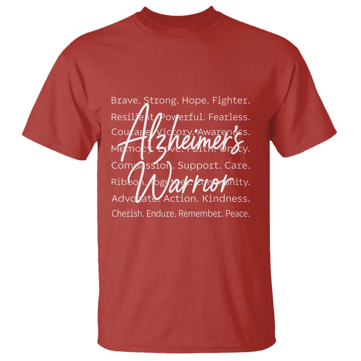 Alzheimers Warrior Purple Ribbon Support Word Cloud Typography T Shirt