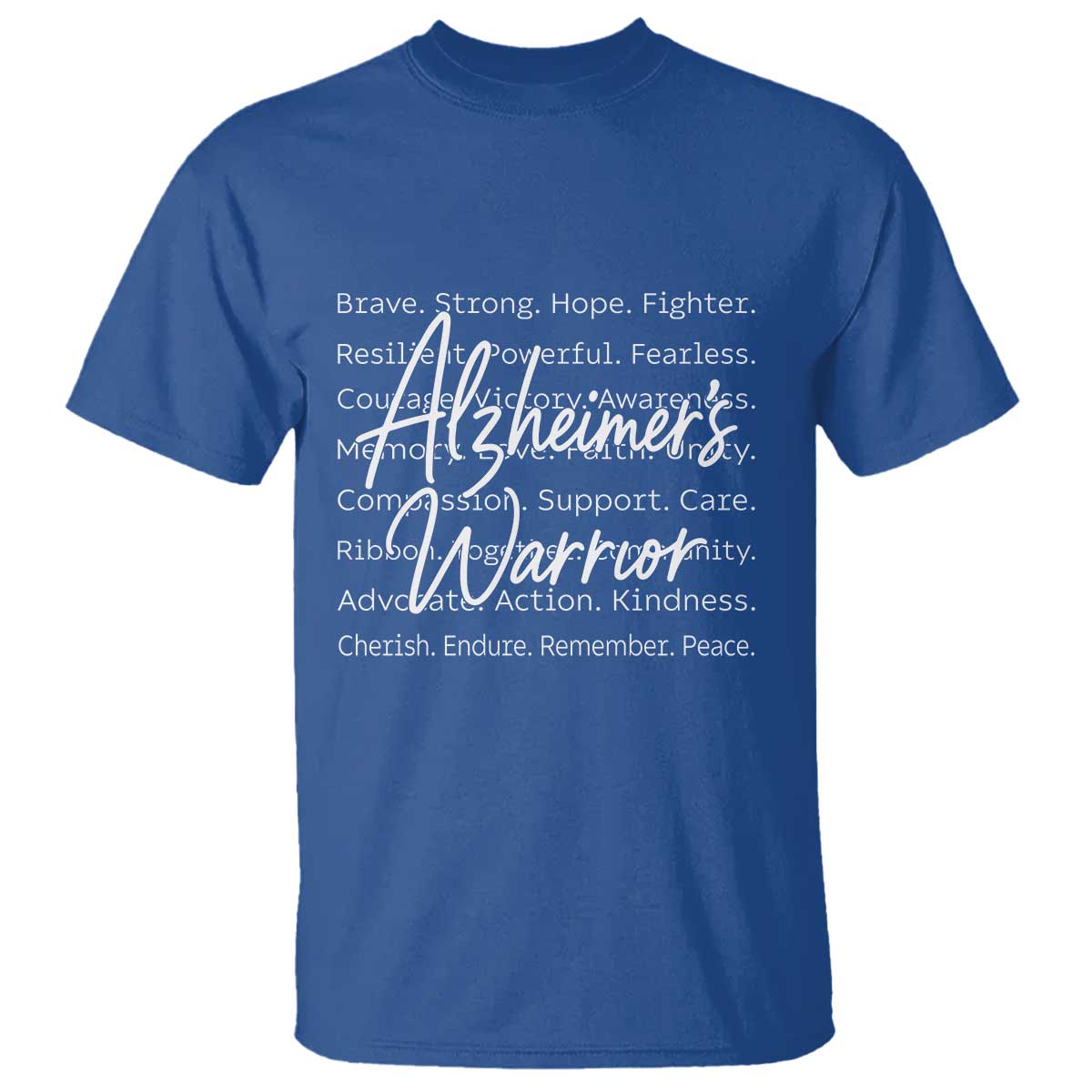 Alzheimers Warrior Purple Ribbon Support Word Cloud Typography T Shirt