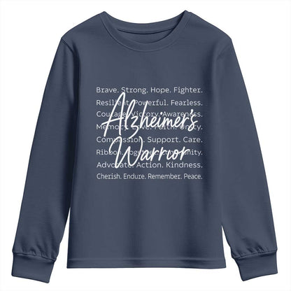 Alzheimers Warrior Purple Ribbon Support Word Cloud Typography Youth Sweatshirt