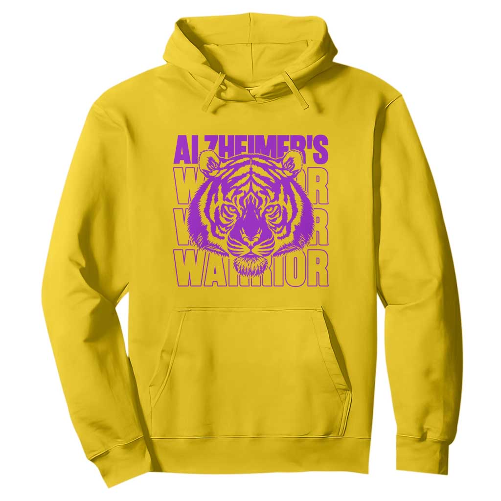 Alzheimer's Warrior Hoodie Purple Tiger Ribbon Support Graphic