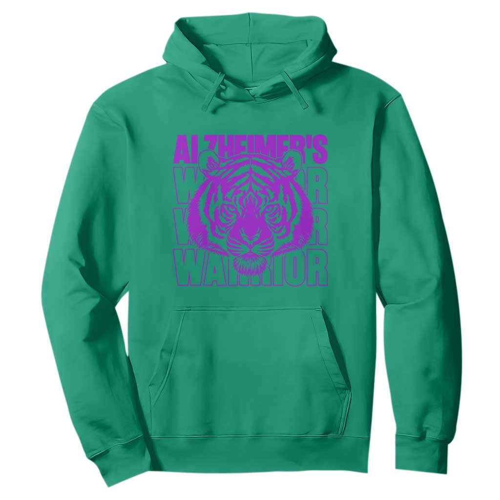 Alzheimer's Warrior Hoodie Purple Tiger Ribbon Support Graphic