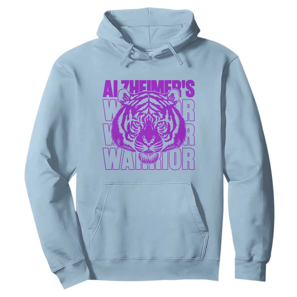 Alzheimer's Warrior Hoodie Purple Tiger Ribbon Support Graphic