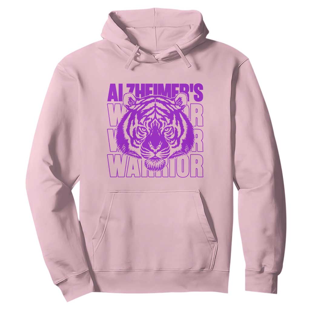 Alzheimer's Warrior Hoodie Purple Tiger Ribbon Support Graphic