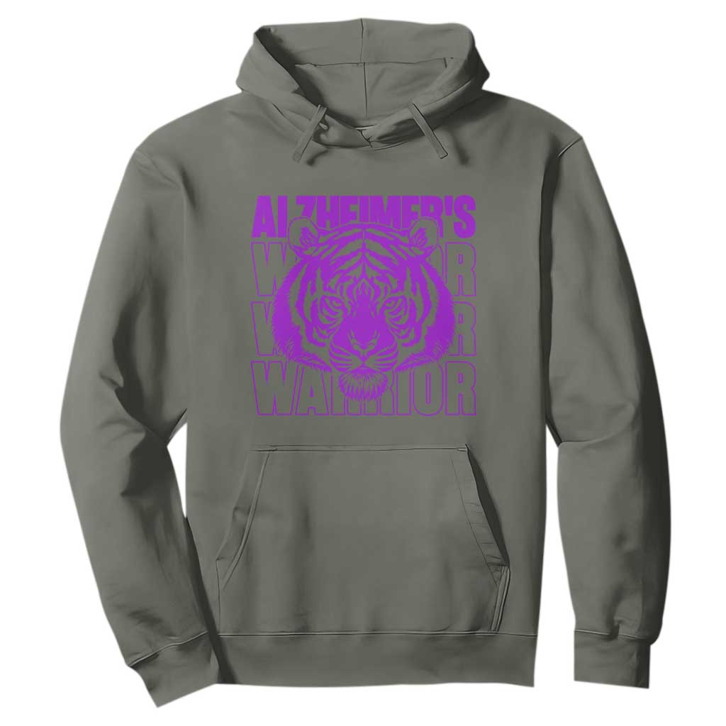 Alzheimer's Warrior Hoodie Purple Tiger Ribbon Support Graphic
