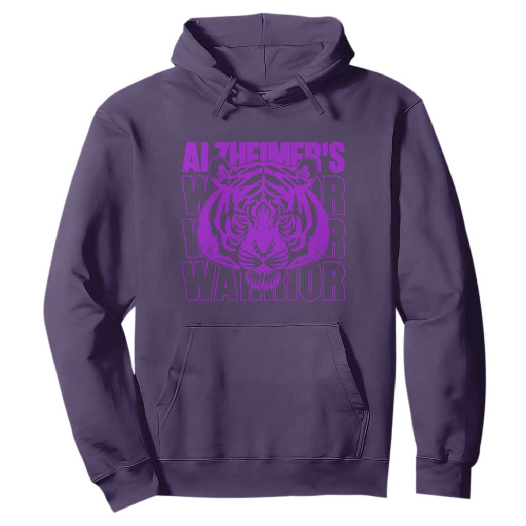 Alzheimer's Warrior Hoodie Purple Tiger Ribbon Support Graphic