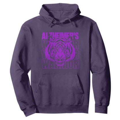 Alzheimer's Warrior Hoodie Purple Tiger Ribbon Support Graphic