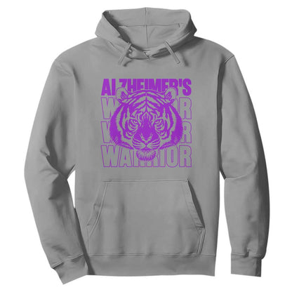 Alzheimer's Warrior Hoodie Purple Tiger Ribbon Support Graphic