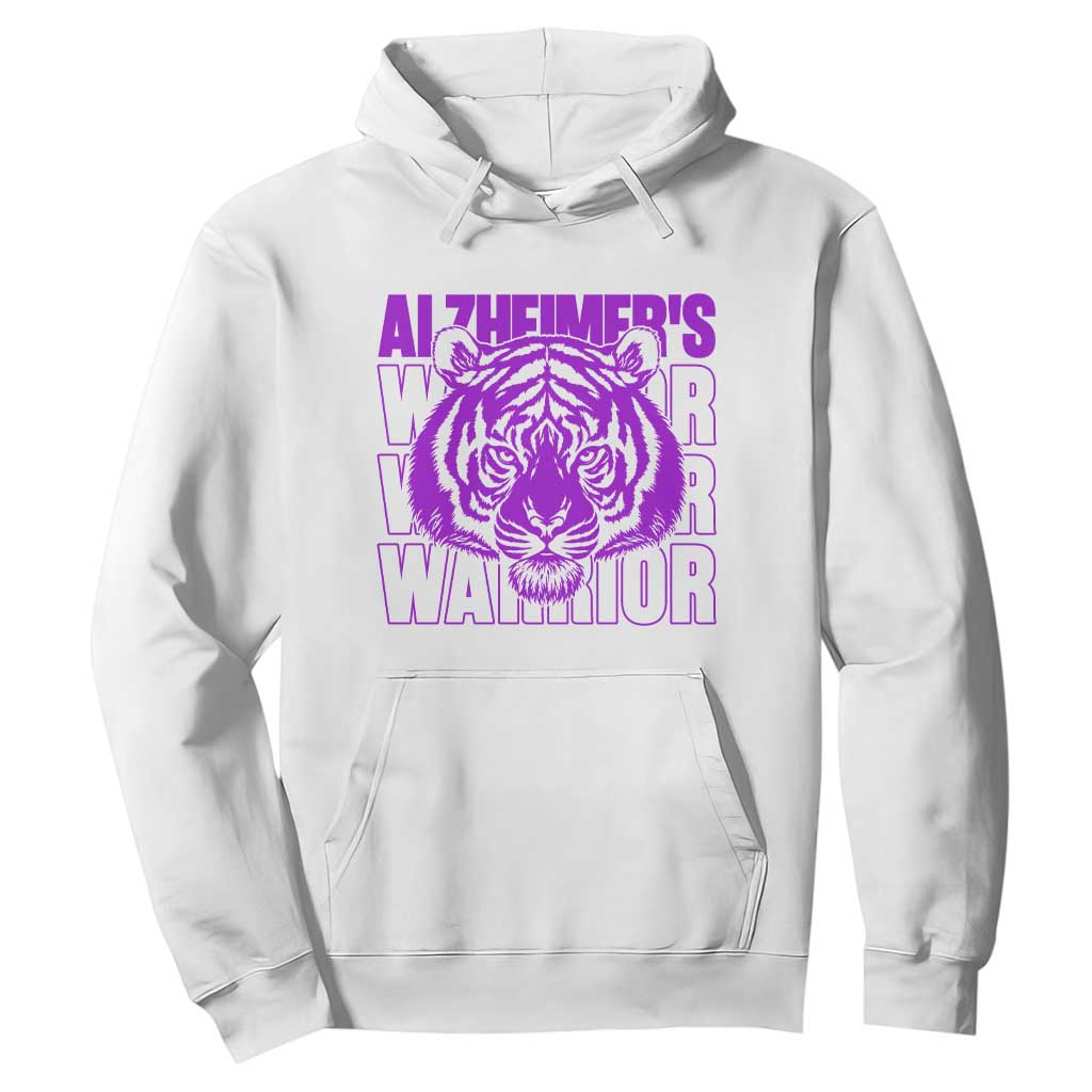 Alzheimer's Warrior Hoodie Purple Tiger Ribbon Support Graphic